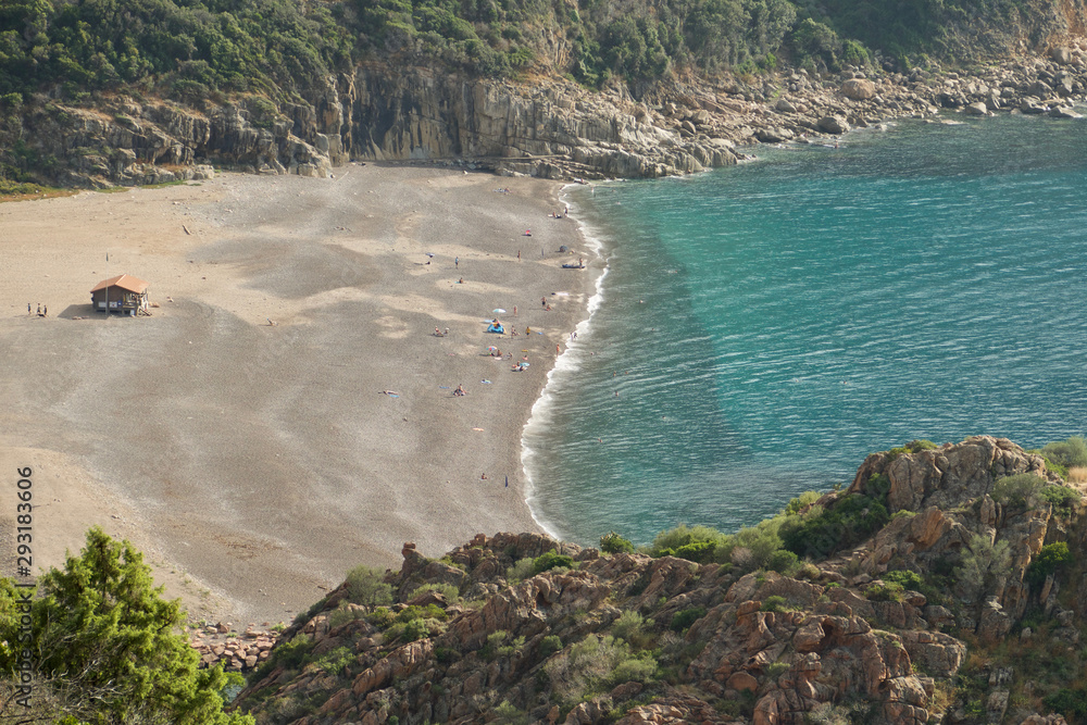 Beach landscape on the West Coast of Cap Corse, Corsica, France.
