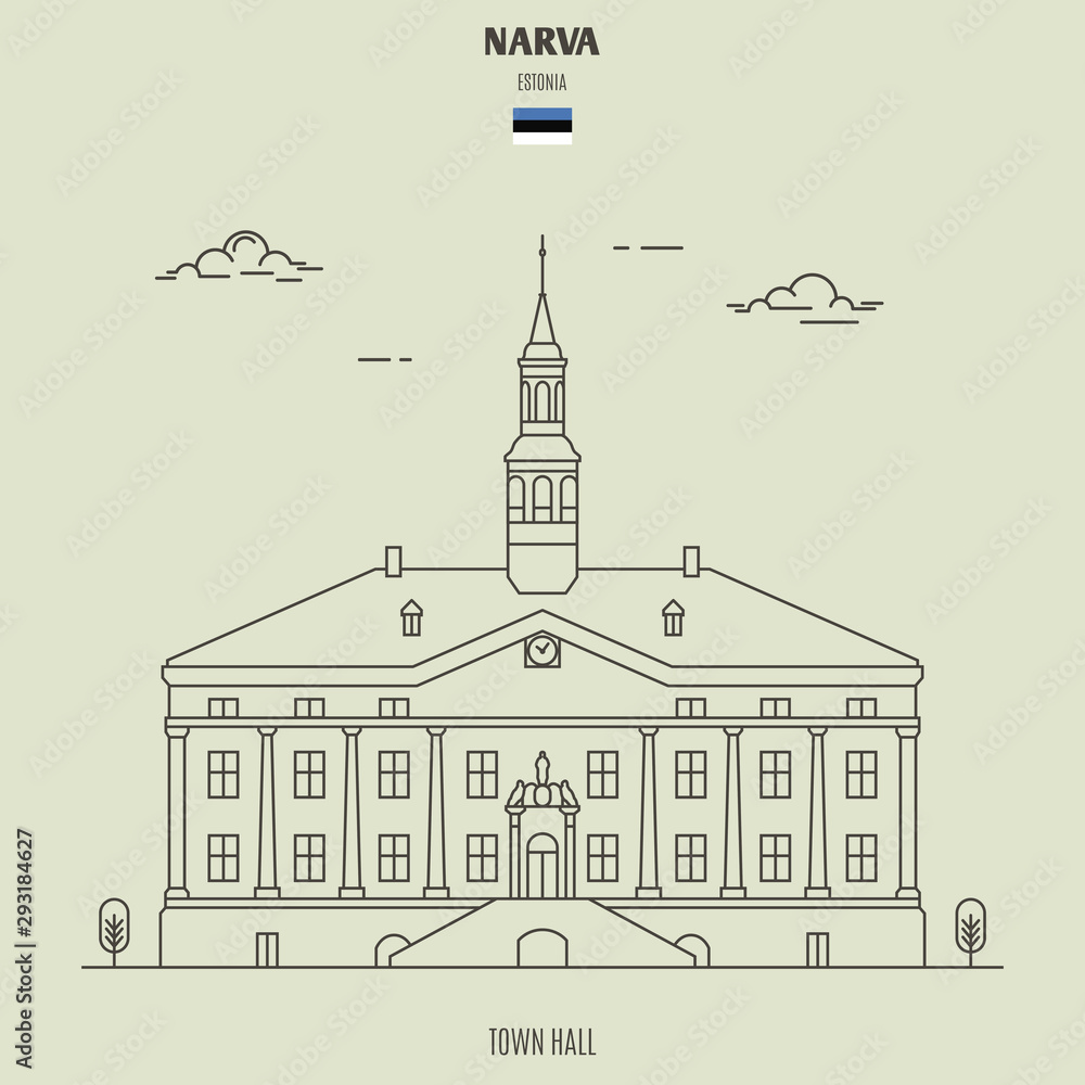 Town Hall in Narva, Estonia. Landmark icon