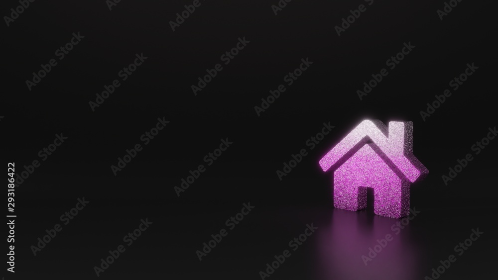 science glitter symbol of home icon 3D rendering science glitter symbol of home icon 3D rendering