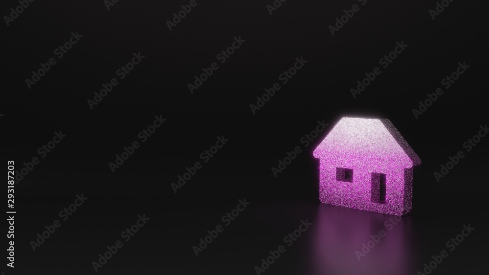 science glitter symbol of house icon 3D rendering science glitter symbol of house icon 3D rendering