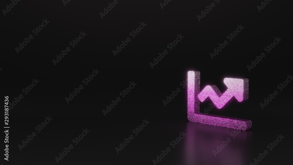 science glitter symbol of chart line icon 3D rendering science glitter symbol of chart line icon 3D rendering