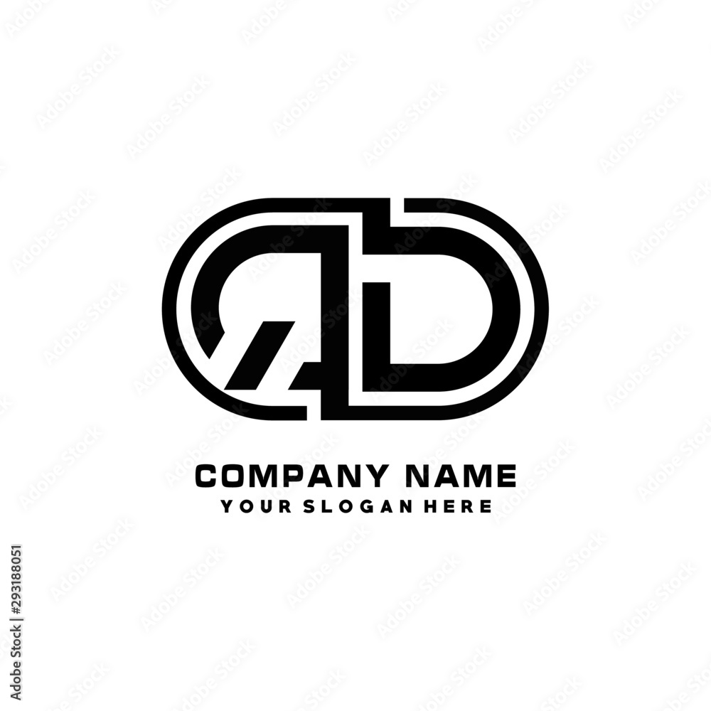QD initial letters looping linked oval elegant logo blue, black QD initial letters looping linked oval elegant logo blue, black