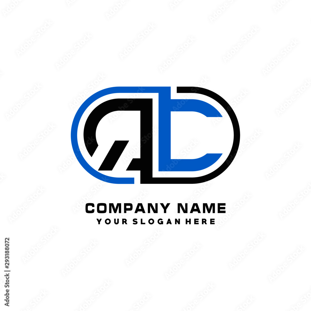 QC initial letters looping linked oval elegant logo blue, black QC initial letters looping linked oval elegant logo blue, black