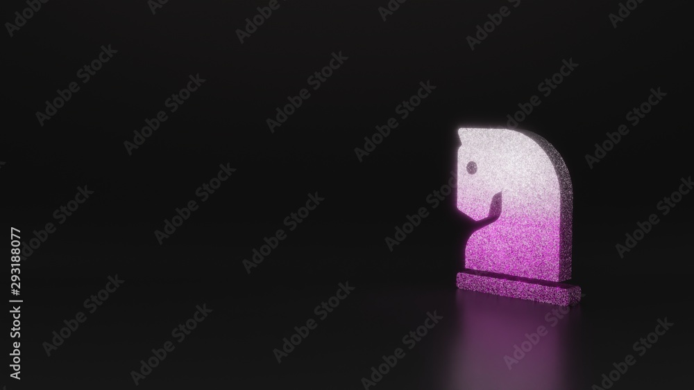 science glitter symbol of chess knight icon 3D rendering science glitter symbol of chess knight icon 3D rendering