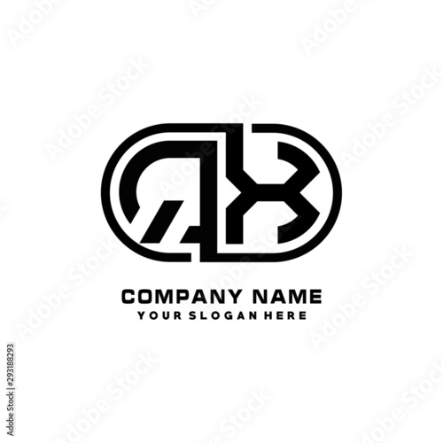 QX initial letters looping linked oval elegant logo blue, black