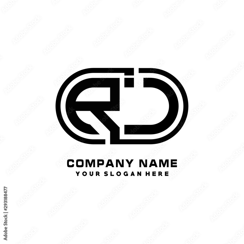 RJ initial letters looping linked oval elegant logo blue, black RJ initial letters looping linked oval elegant logo blue, black