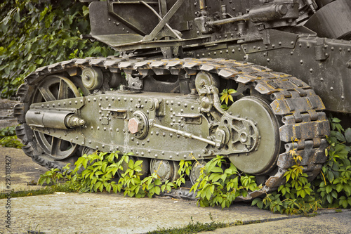 Old military equipment. Abstract photo. Old tank