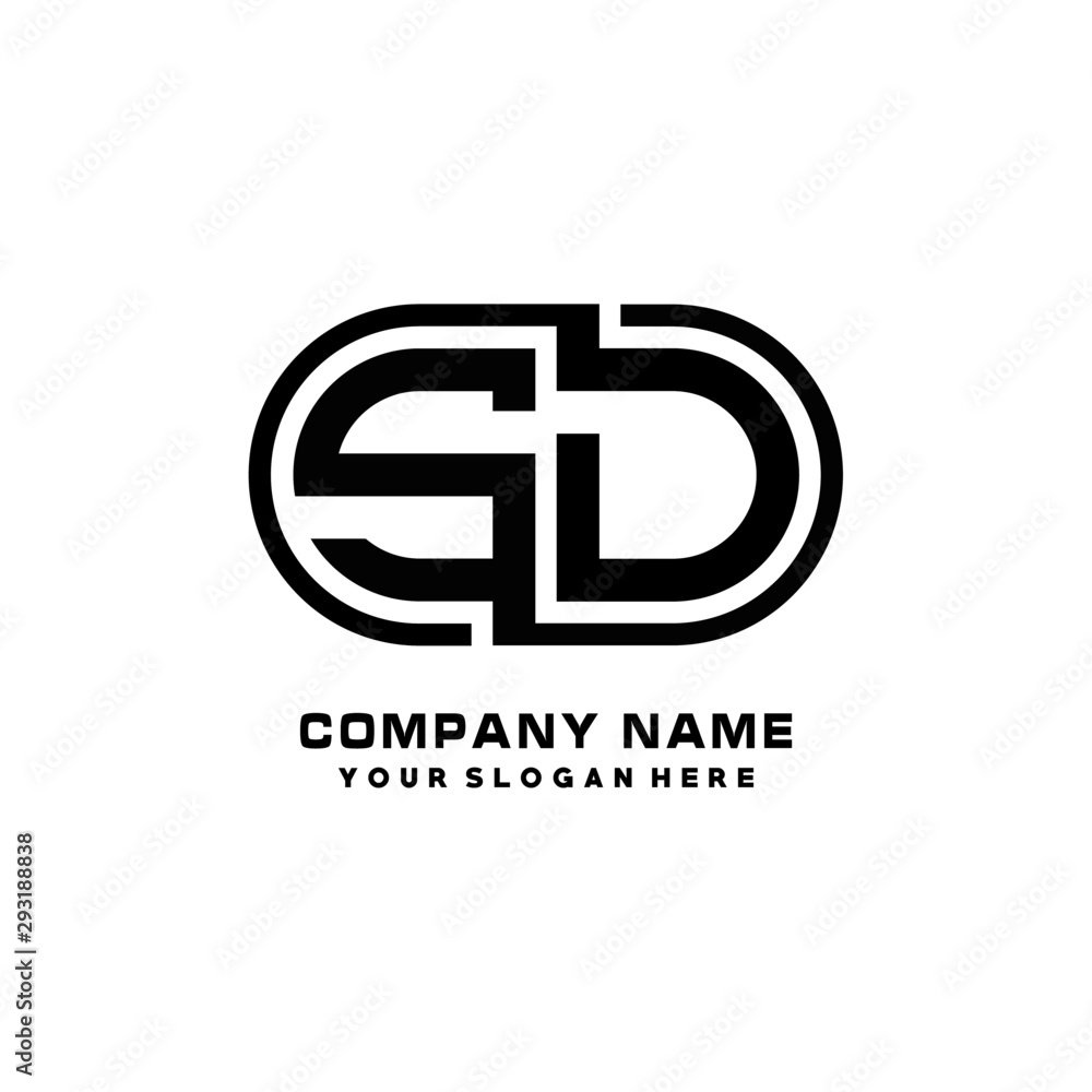 Fototapeta premium SD initial letters looping linked oval elegant logo blue, black