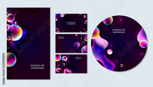 Set of banner style of cosmos universe stars galaxy dark blue 3d futuristic abstraction planets