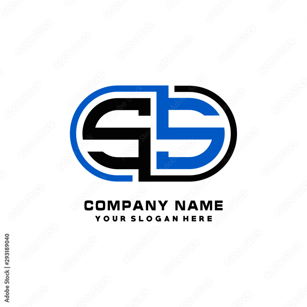 SS initial letters looping linked oval elegant logo blue, black SS initial letters looping linked oval elegant logo blue, black