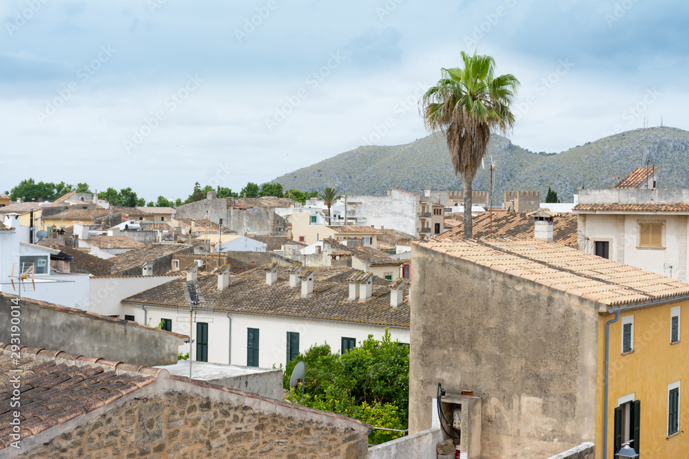 view of the roofs of Alcudia from the city wall