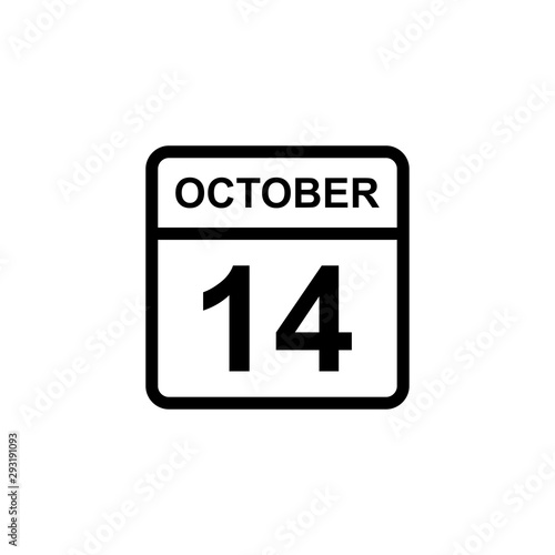 calendar - October 14 icon illustration isolated vector sign symbol