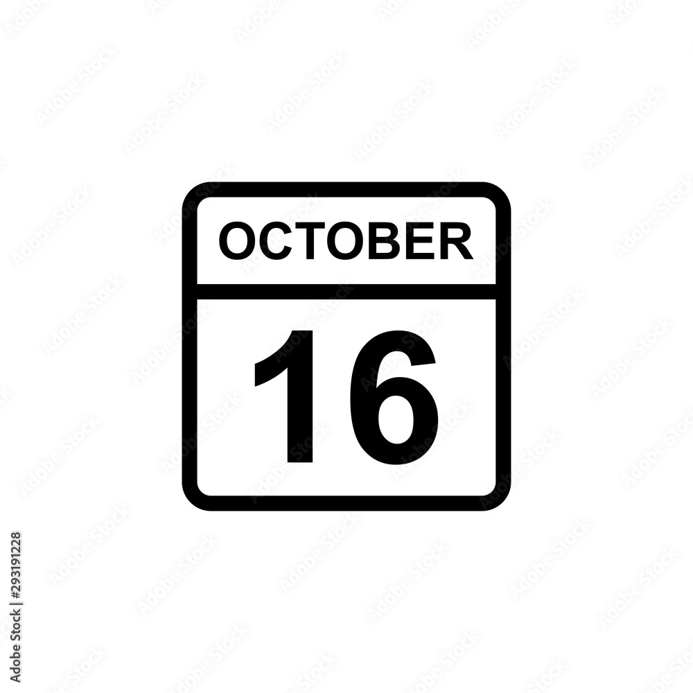 calendar - October 16 icon illustration isolated vector sign symbol calendar - October 16 icon illustration isolated vector sign symbol