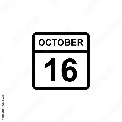 calendar - October 16 icon illustration isolated vector sign symbol