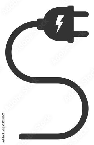 Vector electrical cable flat icon. Vector pictogram style is a flat symbol electrical cable icon on a white background.