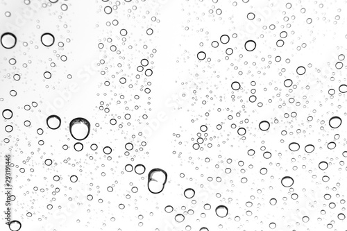 Rain drops on window glasses surface Natural Pattern of raindrops. Natural pattern of raindrops on white background for your design.
