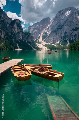 Fotografie The landscape around Lake Braies or Pragser Wildsee, Italy