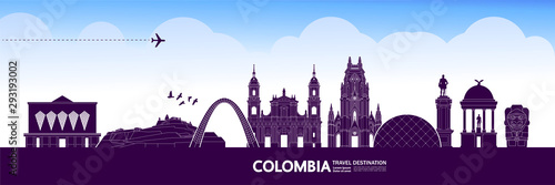 Colombia travel destination grand vector illustration.