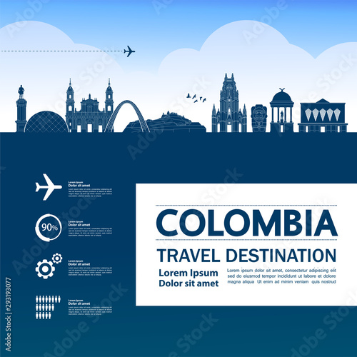 Colombia travel destination grand vector illustration.