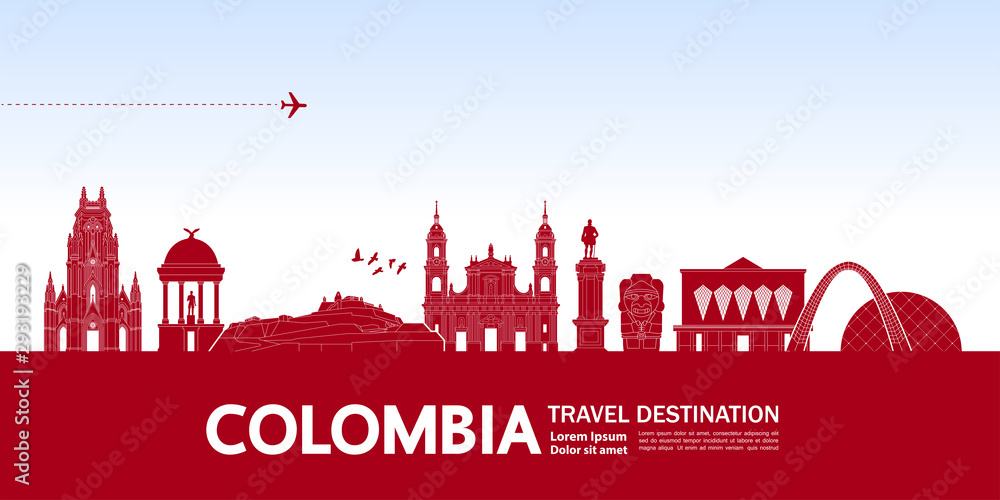 Colombia travel destination grand vector illustration.