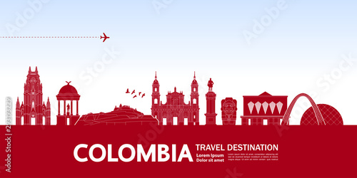 Colombia travel destination grand vector illustration.
