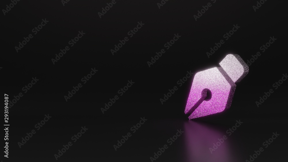 science glitter symbol of pen nib icon 3D rendering science glitter symbol of pen nib icon 3D rendering