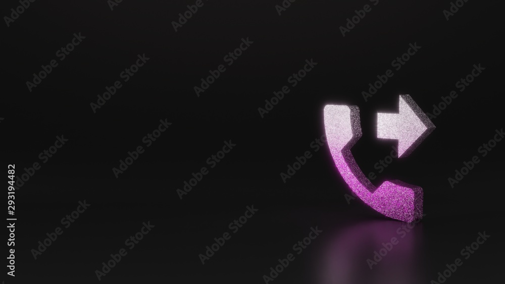 science glitter symbol of phone icon 3D rendering science glitter symbol of phone icon 3D rendering