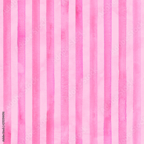 Watercolor pink stripes on pink background. Pink and white striped seamless pattern