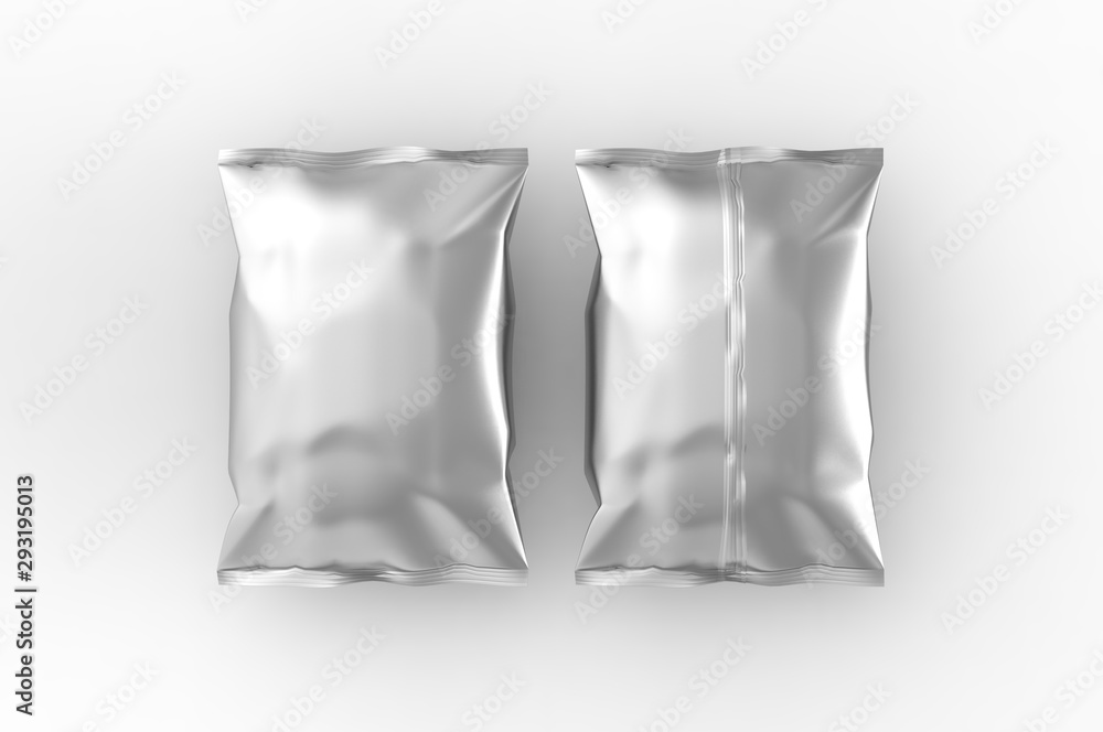 Blank Plastic Snack Package Template. 3d render illustration.