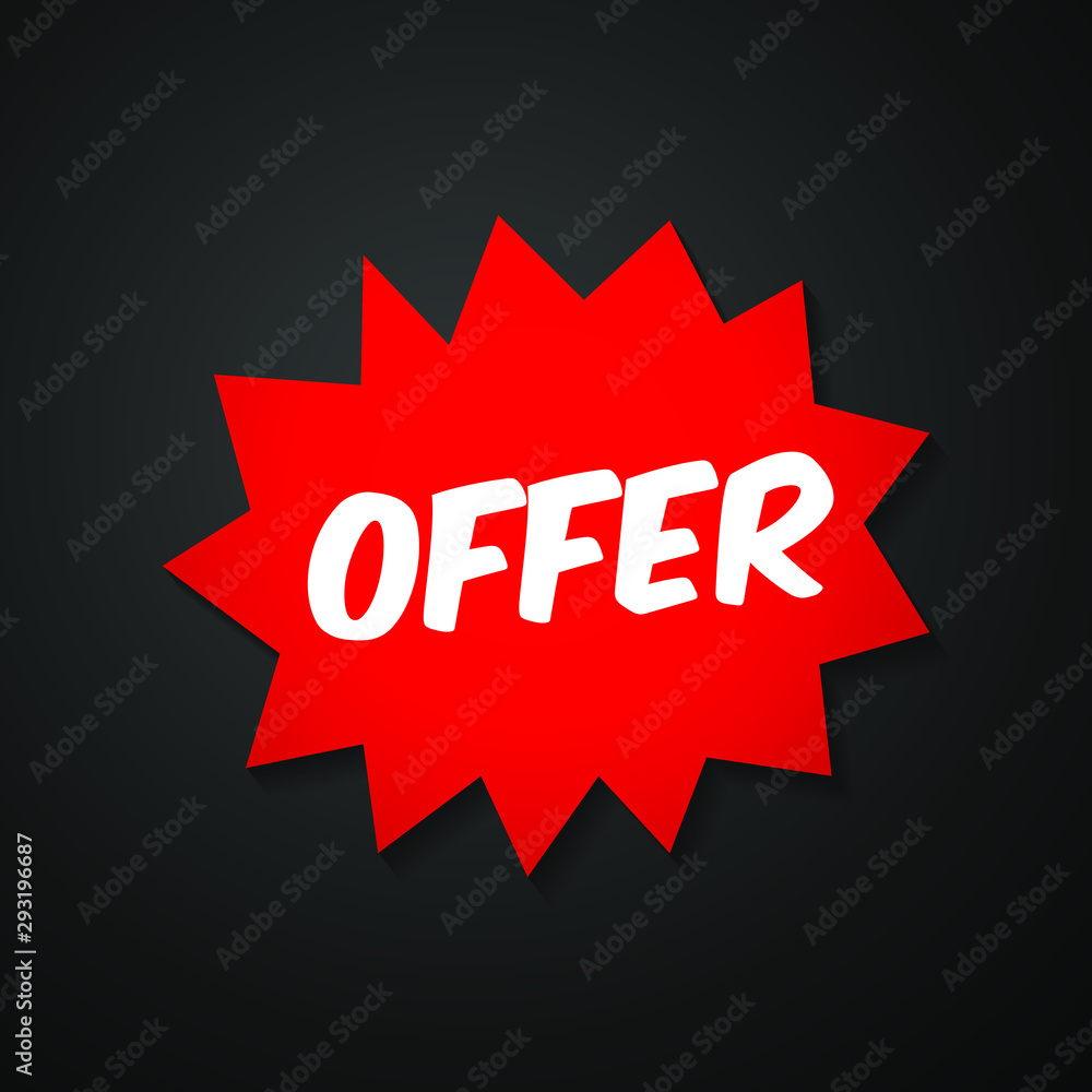 red label sticker offer on black background. red label sticker offer on black background.