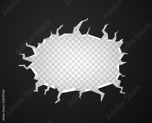 Hole on transparent background. Broken wall concept. Vector illustration