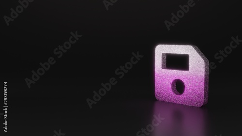 science glitter symbol of save icon 3D rendering