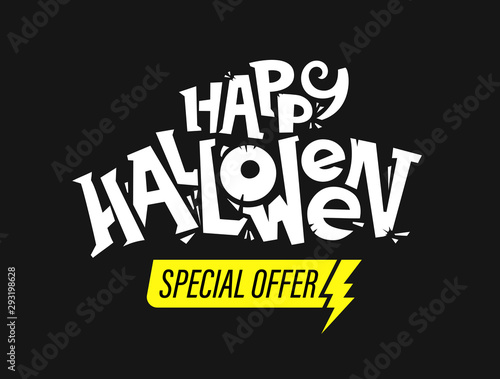 Happy Halloween special offer lettering vector label
