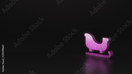 science glitter symbol of sleigh icon 3D rendering