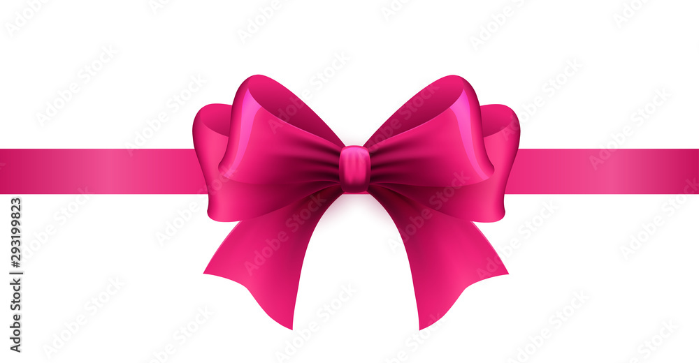 Magenta ribbon with bow on a white background. Vector Magenta ribbon with bow on a white background. Vector