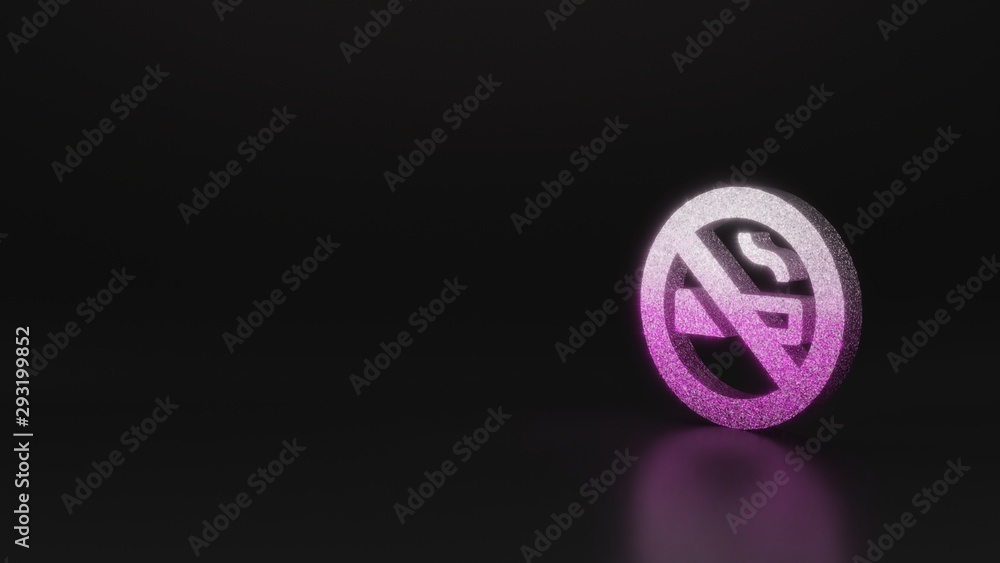 science glitter symbol of smoking ban icon 3D rendering science glitter symbol of smoking ban icon 3D rendering