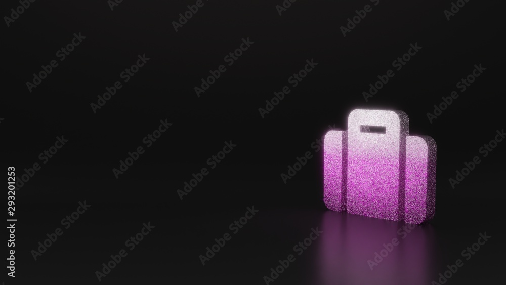science glitter symbol of suitcase icon 3D rendering science glitter symbol of suitcase icon 3D rendering