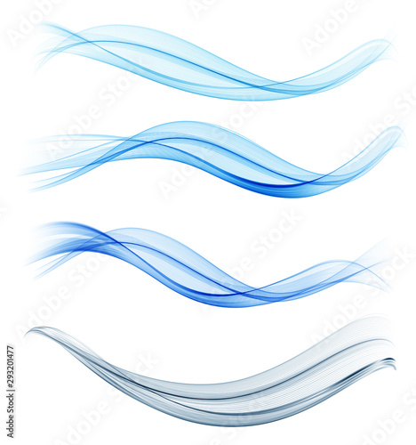 Set of blue abstract wave design element © marigold_88