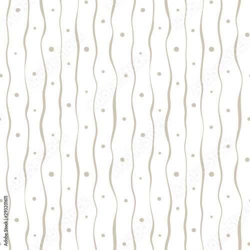 Simple 2 color stripes pattern. Seamless wave and dots pattern. Nature theme