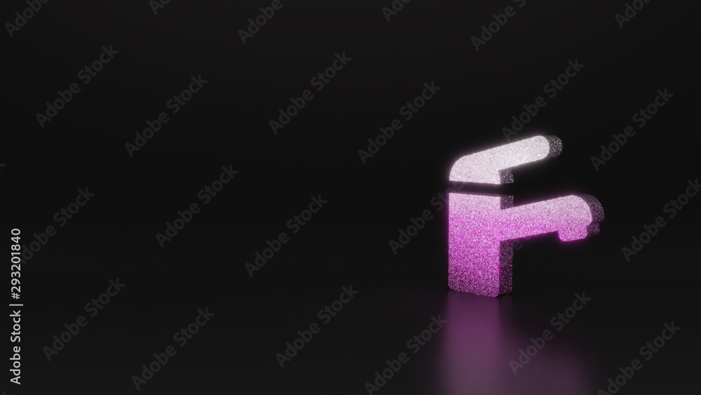 science glitter symbol of tap icon 3D rendering science glitter symbol of tap icon 3D rendering