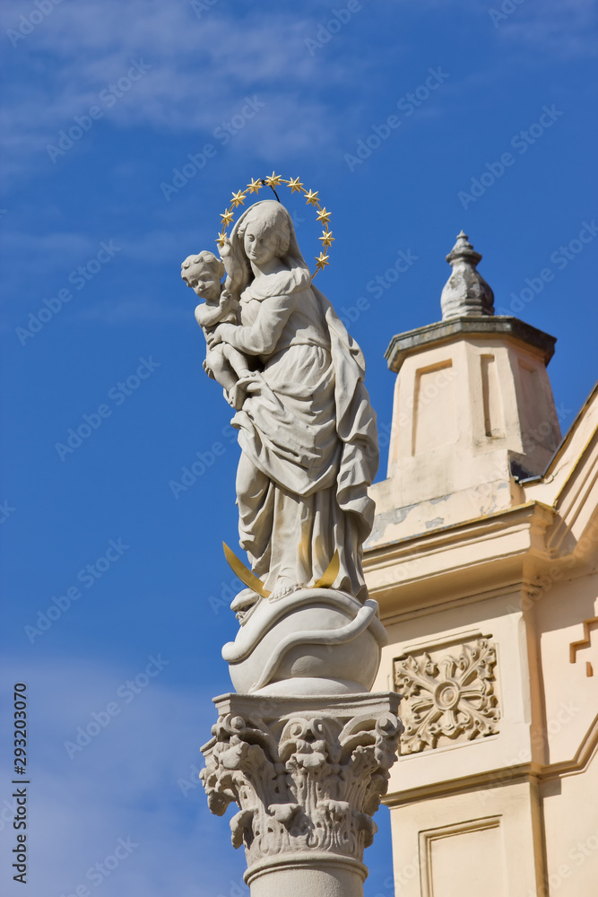Statue in front of St. Stephan Capuchin Church in Bratislava