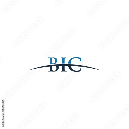 Initial letter BIC, overlapping movement swoosh horizon logo company design inspiration in red and dark blue color vector