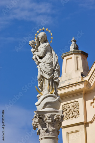 Statue in front of St. Stephan Capuchin Church in Bratislava