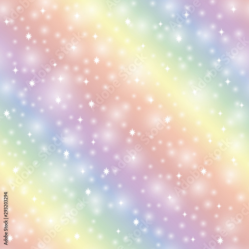 Pastel rainbow seamless pattern vector background with stars, soft - design element	