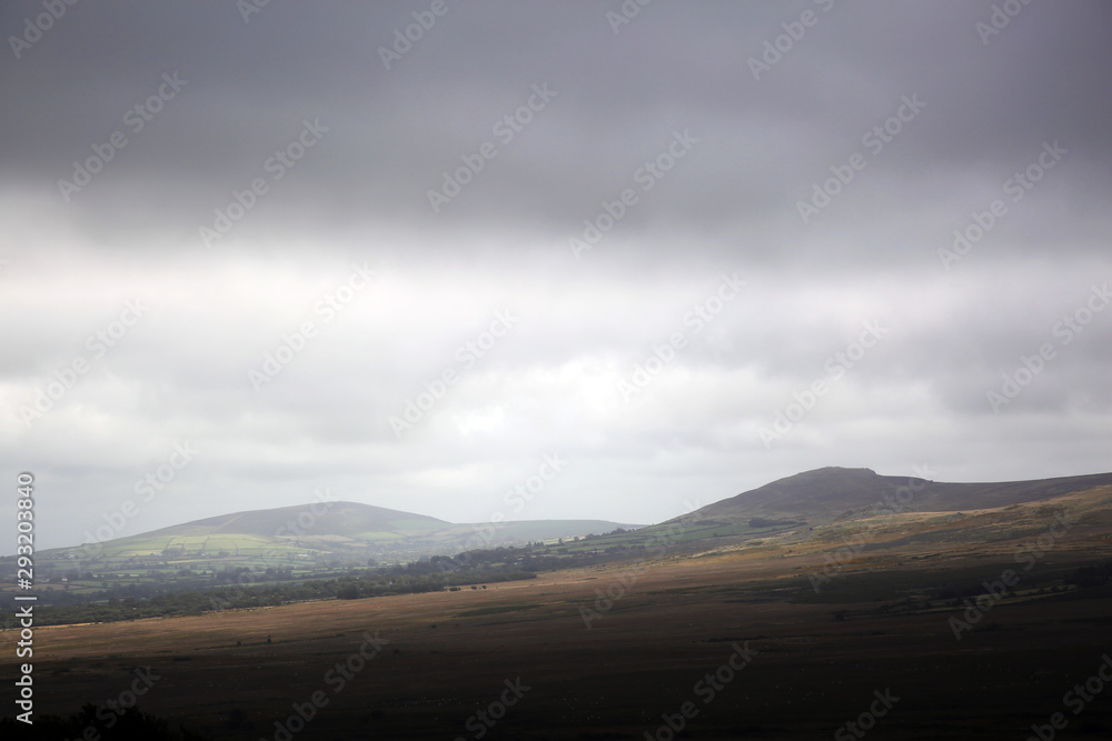 Landscape of the preseli mountians with a moody sky