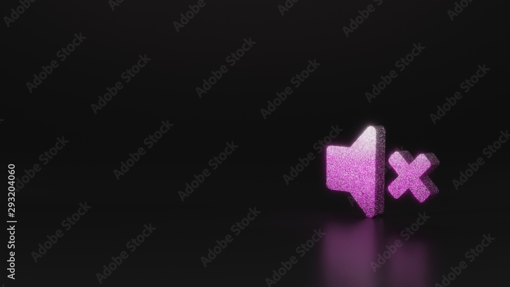 science glitter symbol of volume mute icon 3D rendering