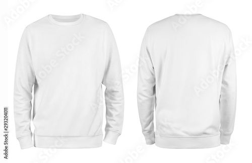 Wallpaper Mural Men's white blank sweatshirt template,from two sides, natural shape on invisible mannequin, for your design mockup for print, isolated on white background