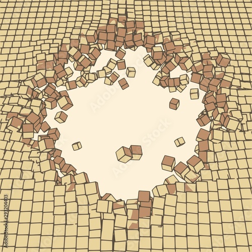 brown cube pavement sinkhole opening up