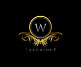 Gold W Letter Luxury Boutique , Heraldic, Royal, Decoration, Boutique Logo. Interior Icon. Fashion, Jewelry, Beauty Salon, Hotel Logo. Cosmetics, Spa Logo. Resort and Restaurant Logo.