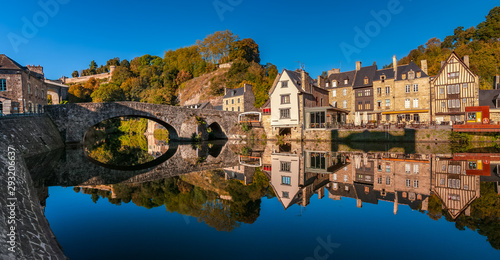 Morning Sun Warmed up the La Rance River when the old town still not yet awake in Dinan, France. photo